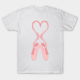 Lovely Heart Pink Ballet Slippers T-Shirt